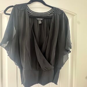 White House Black Market black Wrap Blouse with Relaxed Fit